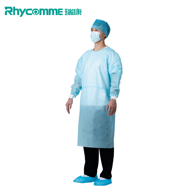 Rhycomme Aami Level 2 Disposable Pp Pe Isolation Blue Gown Medical With