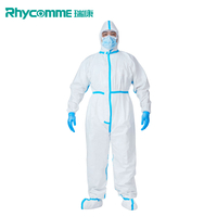 Rhycomme CE White Protective Suit Disposable Medical Coverall With Tape