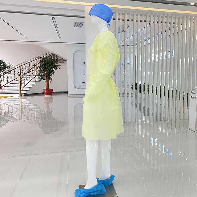 Yellow Disposable SMS Isolation Gowns With Thumb Loops from